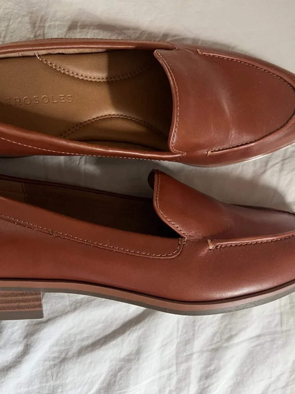 Aerosoles Pointed Toe Caramel Brown Loafers - Womens Size 8